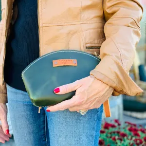 Green Leather Clutch Purse