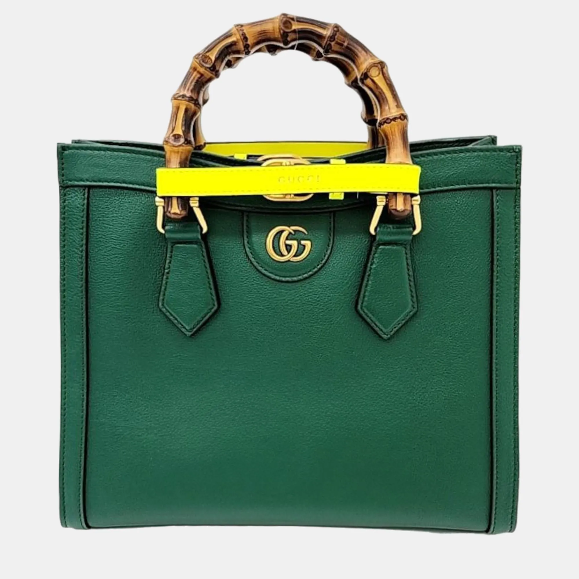 Green Leather Small Diana Tote Bag
