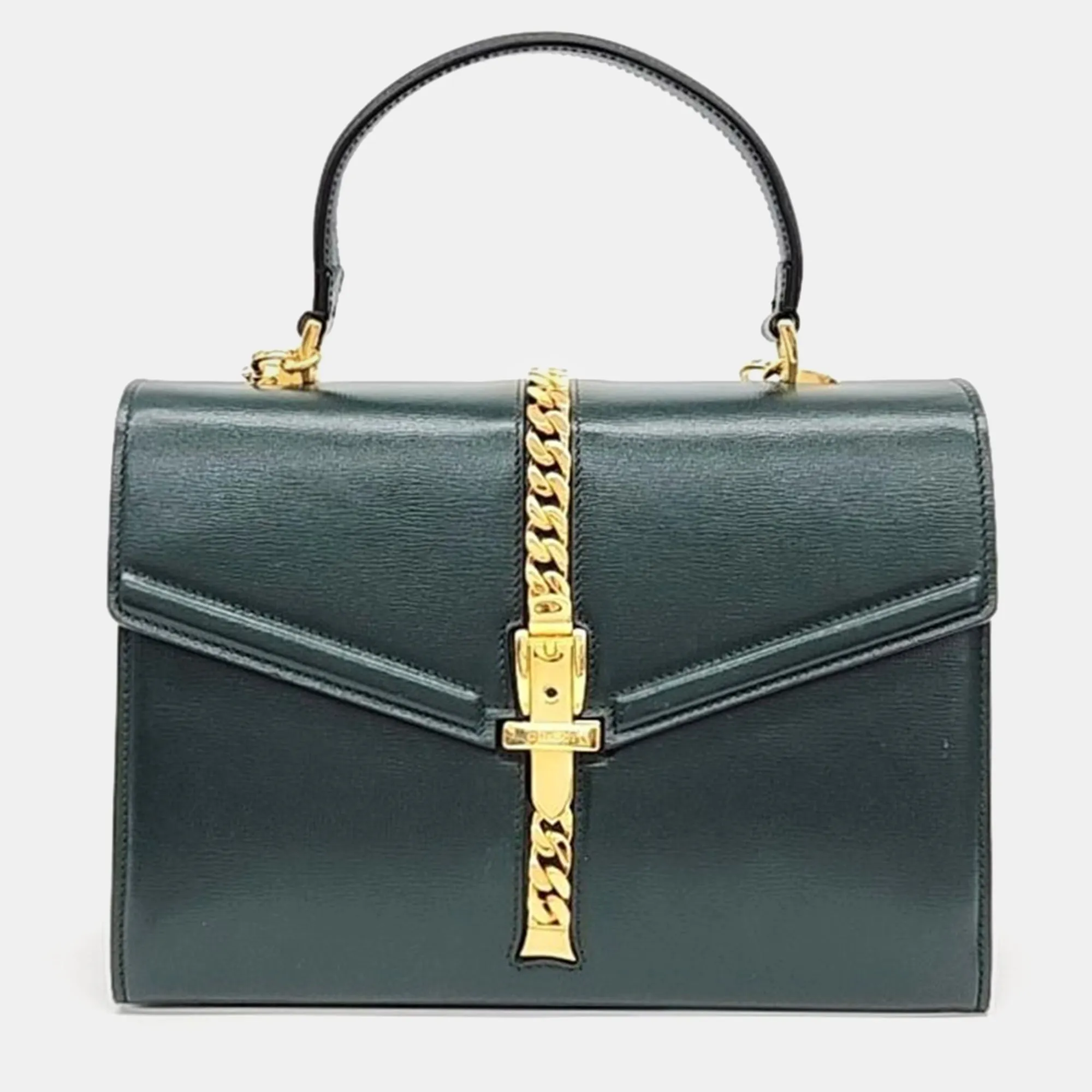 Green Leather Sylvie 1969 Top Handle Bag