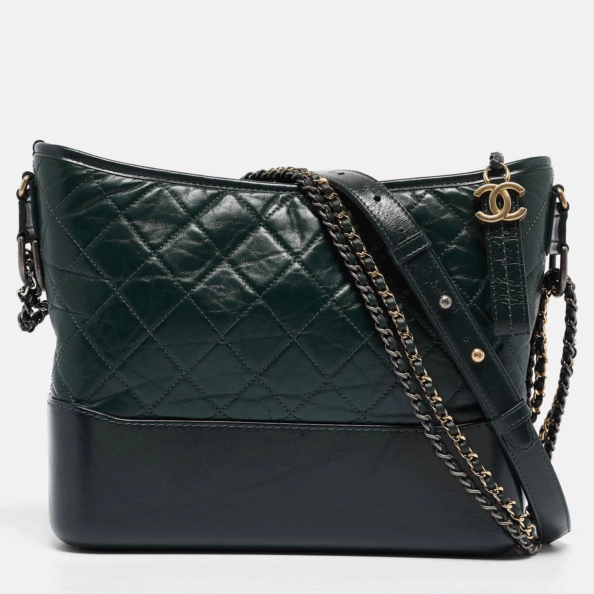 Green Quilted Aged Leather Medium Gabrielle Hobo