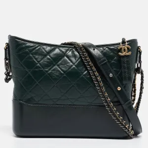 Green Quilted Aged Leather Medium Gabrielle Hobo