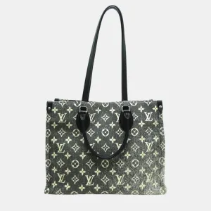 Grey Monogram Jacquard Denim On the Go MM  Tote Bag