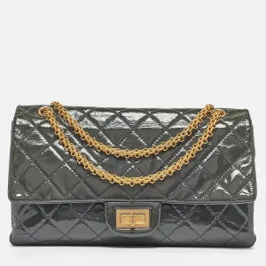 Grey Quilted Aged Patent Leather Classic 227 Reissue 2.55 Flap Bag
