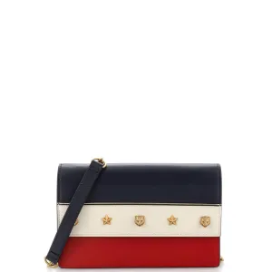 GUCCI Animalier Chain Wallet Colorblock Leather