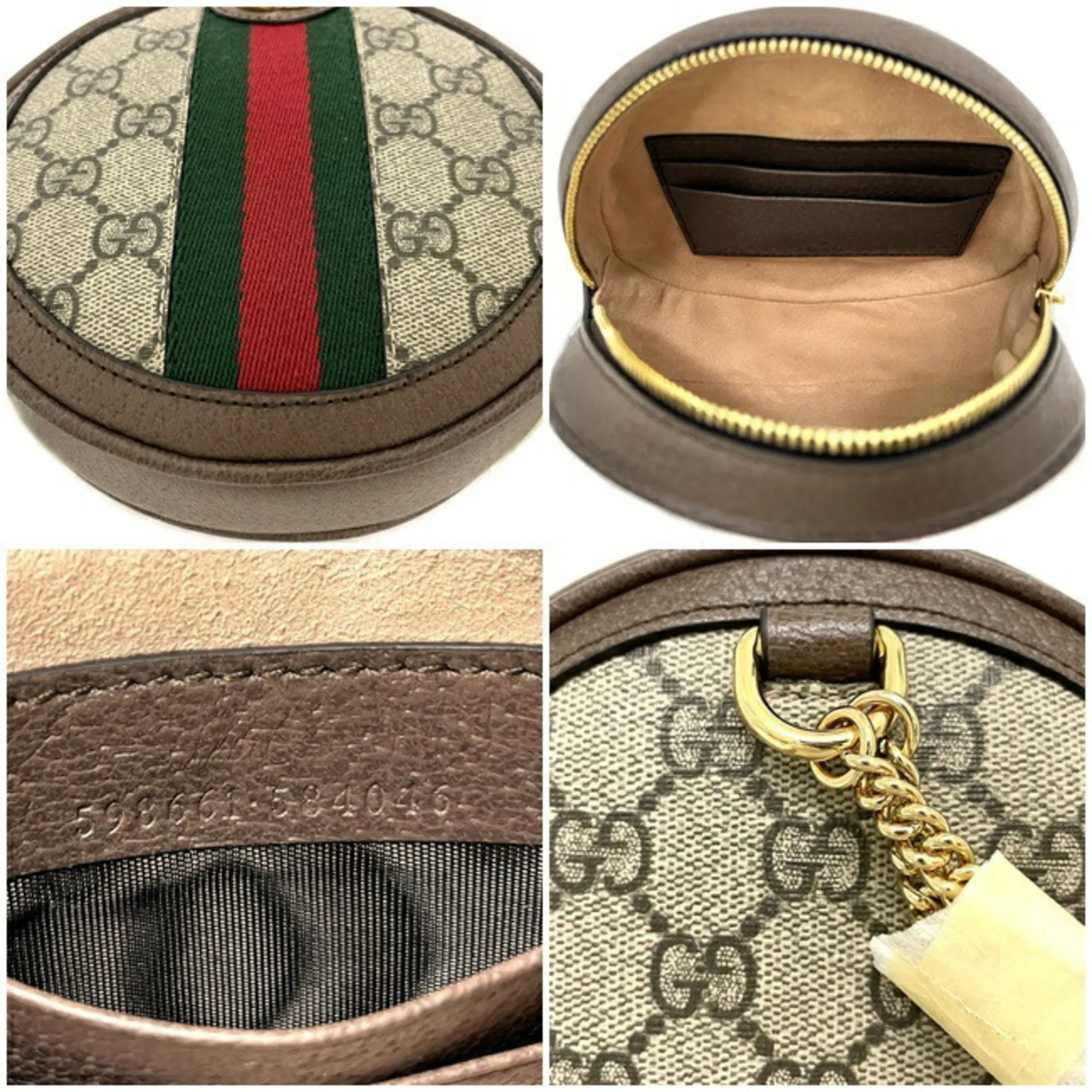 Gucci Backpack Beige Brown Green Red Offidia 598661 Leather PVC GUCCI Chain Rucksack GG Marmont Round Card Ladies