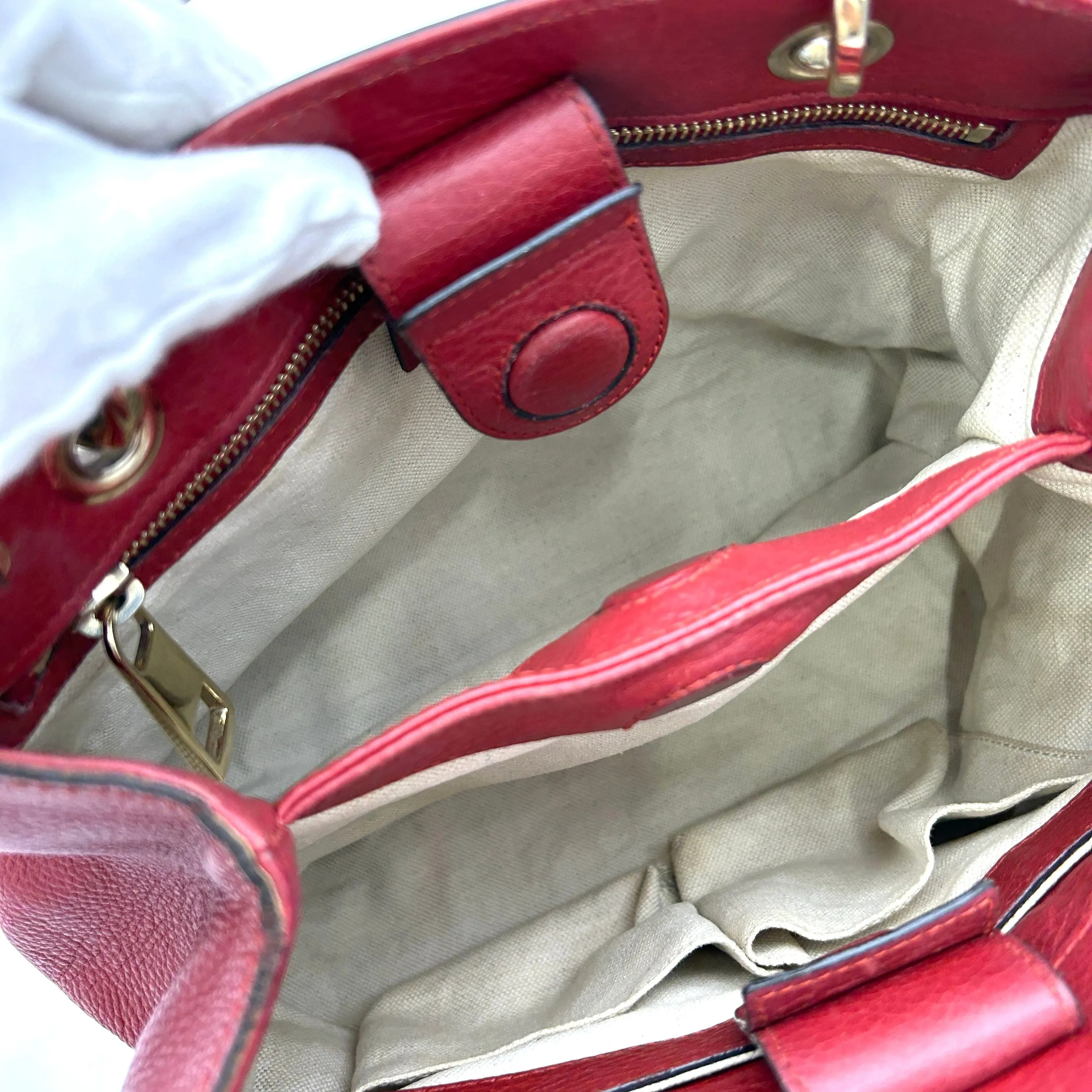 Gucci Bamboo Shopper Tote - Red Totes, Handbags LA13697