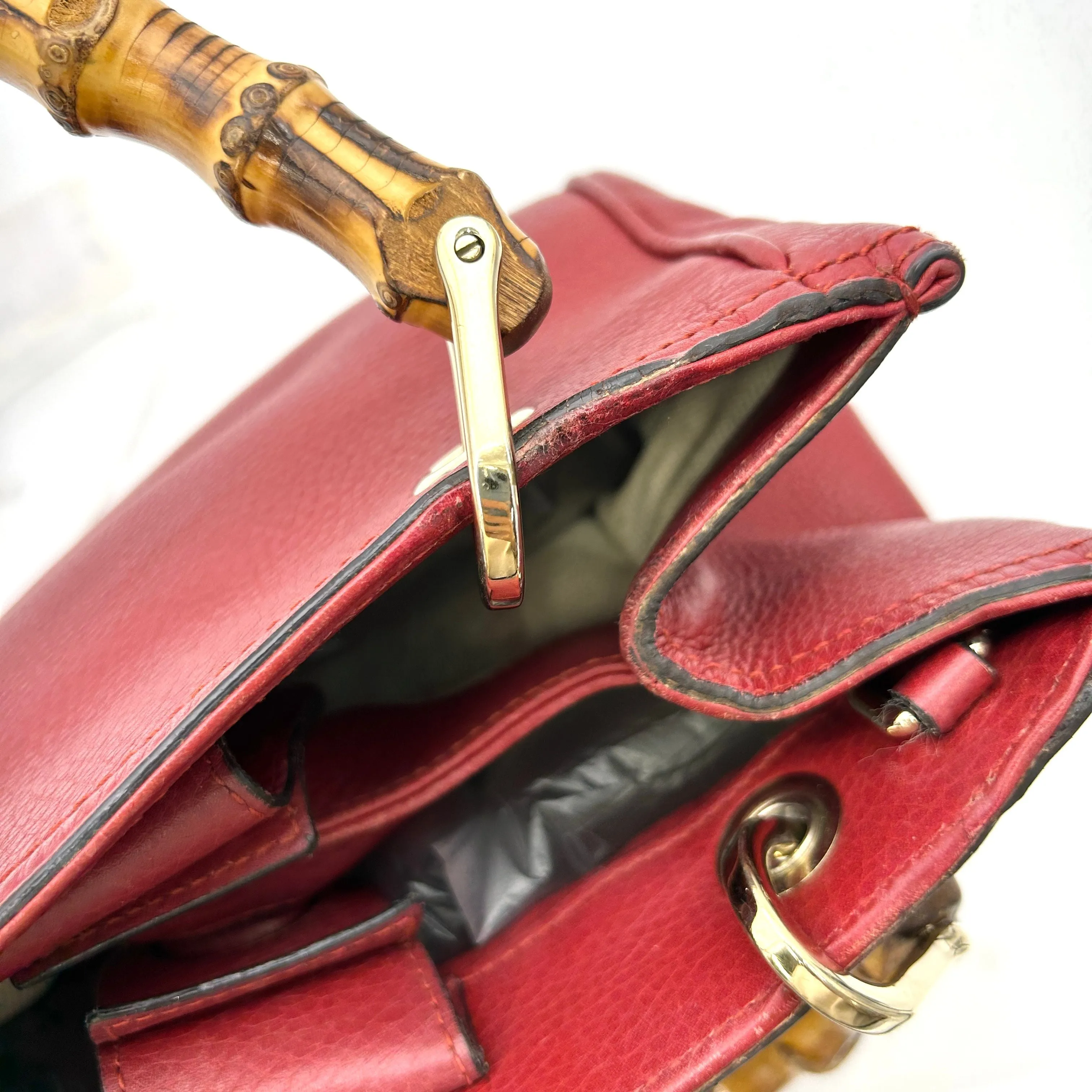 Gucci Bamboo Shopper Tote - Red Totes, Handbags LA13697