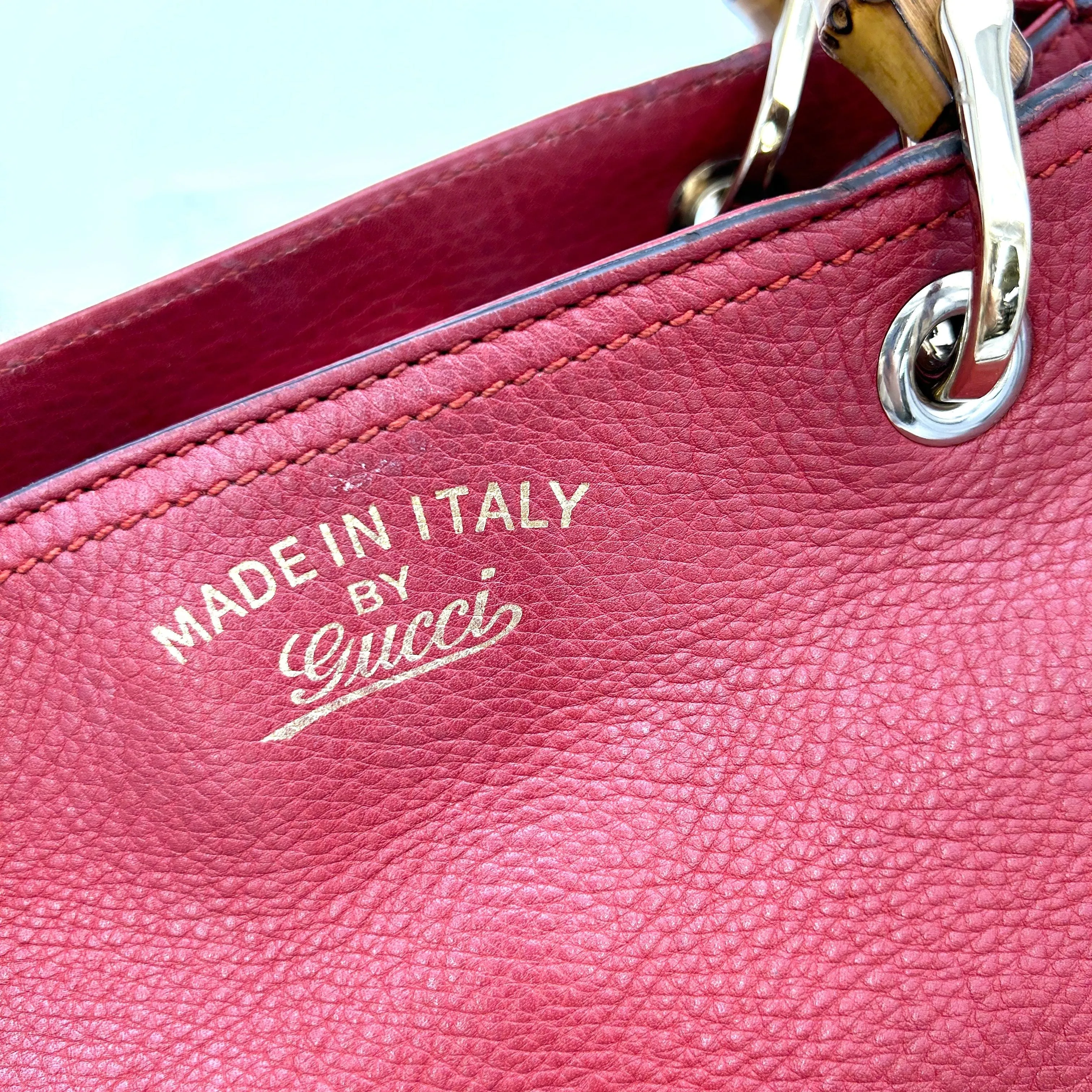 Gucci Bamboo Shopper Tote - Red Totes, Handbags LA13697