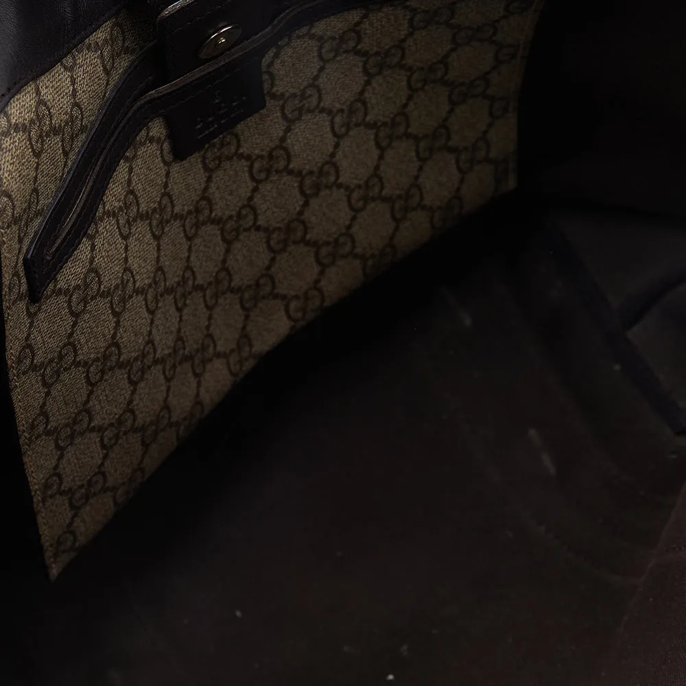 Gucci Beige/Brown GG Supreme Coated Canvas And Patent Leather Bow Mirror Sukey Tote