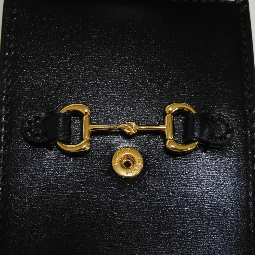 GUCCI Bifold Wallet 658617 0YK0G 1000 Smooth Calfskin Leather black Horsebit 1955 Strap Wallet Women(Unisex) Used