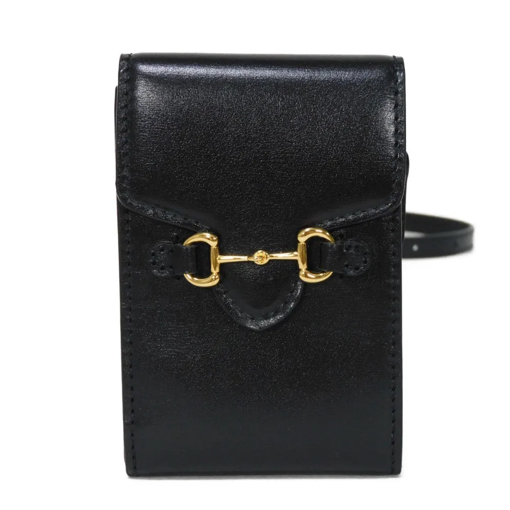 GUCCI Bifold Wallet 658617 0YK0G 1000 Smooth Calfskin Leather black Horsebit 1955 Strap Wallet Women(Unisex) Used