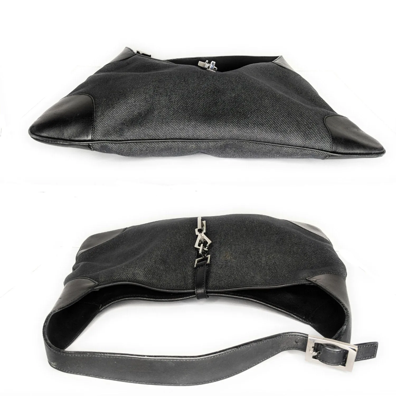 Gucci Black Denim Jackie Shoulder Bag Hobo
