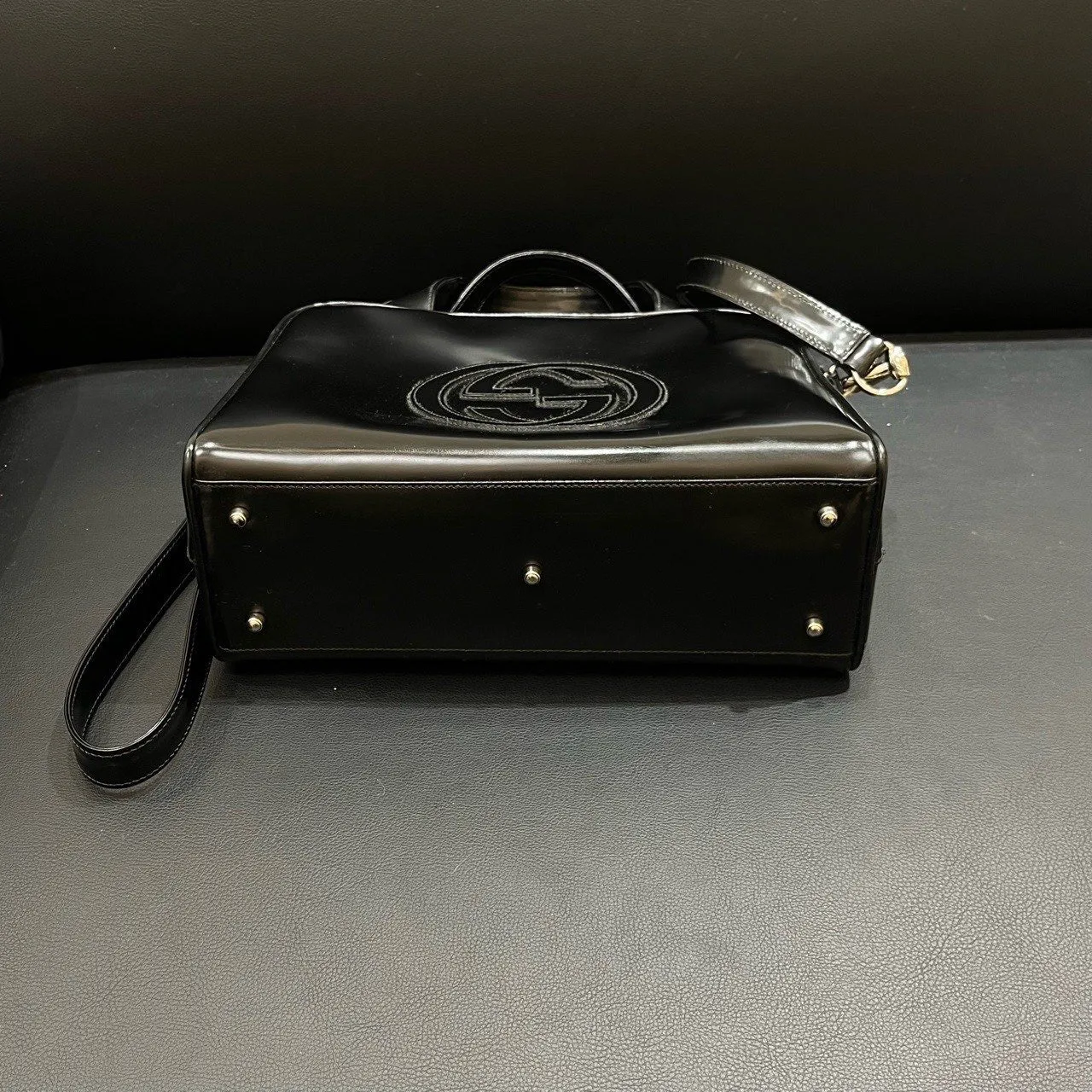 Gucci Black Leather Handbag 27x19x10