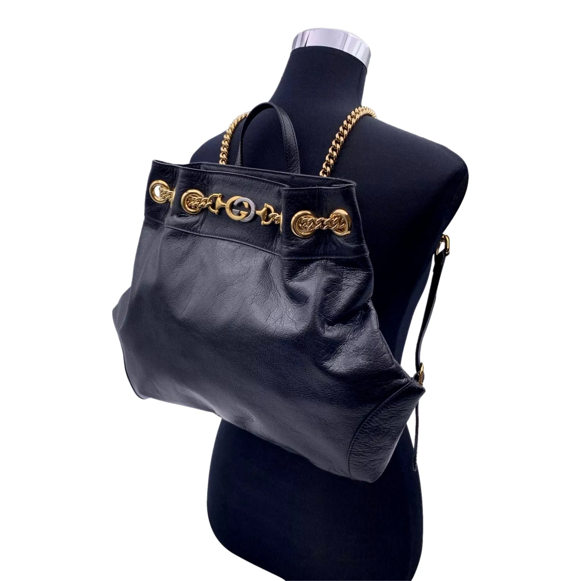 Gucci Black Leather Zumi Backpack Shoulder Backpack