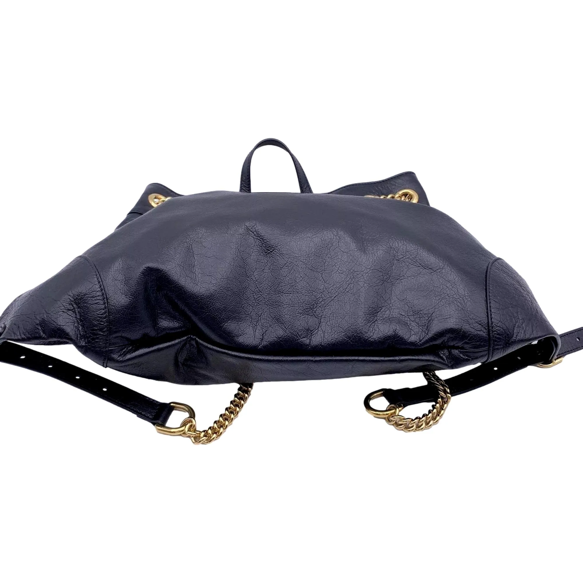 Gucci Black Leather Zumi Backpack Shoulder Backpack