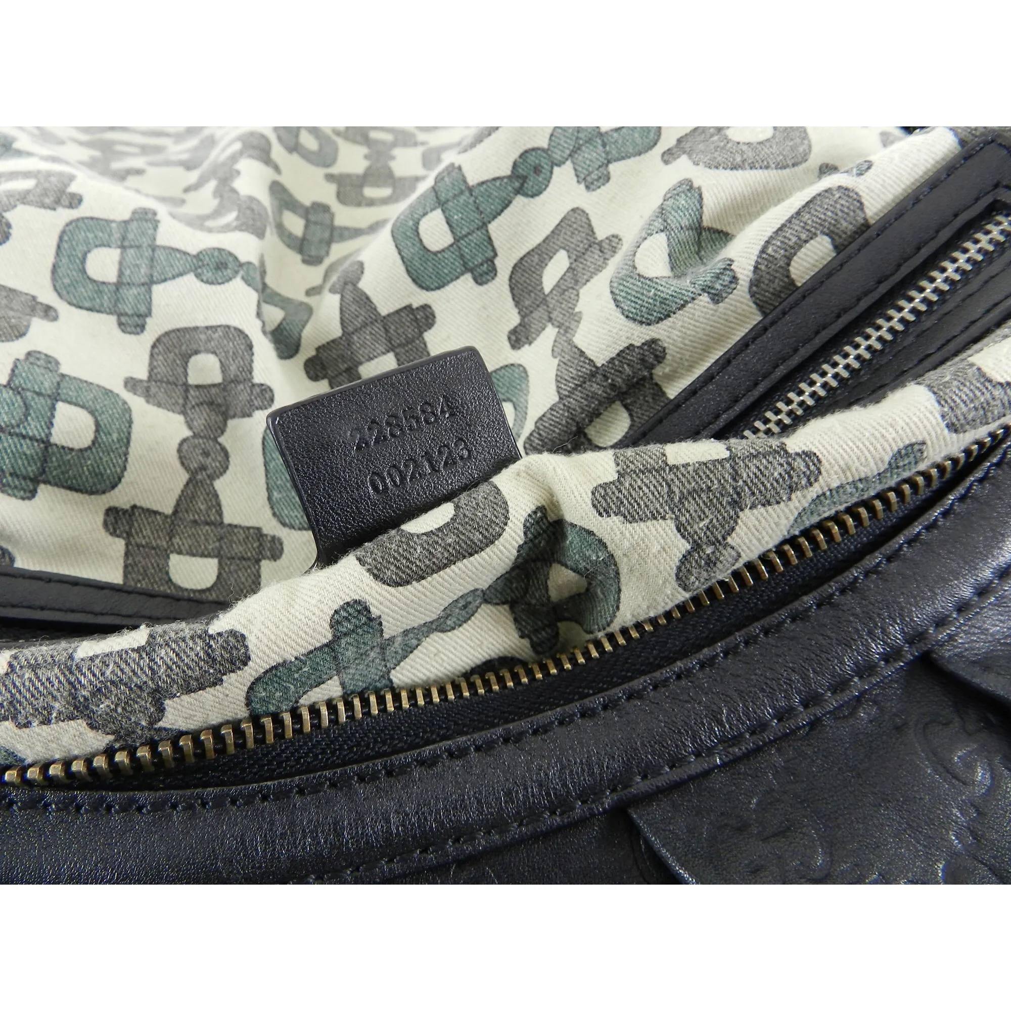Gucci Black Monogram Leather Guccissima Hobo Bag