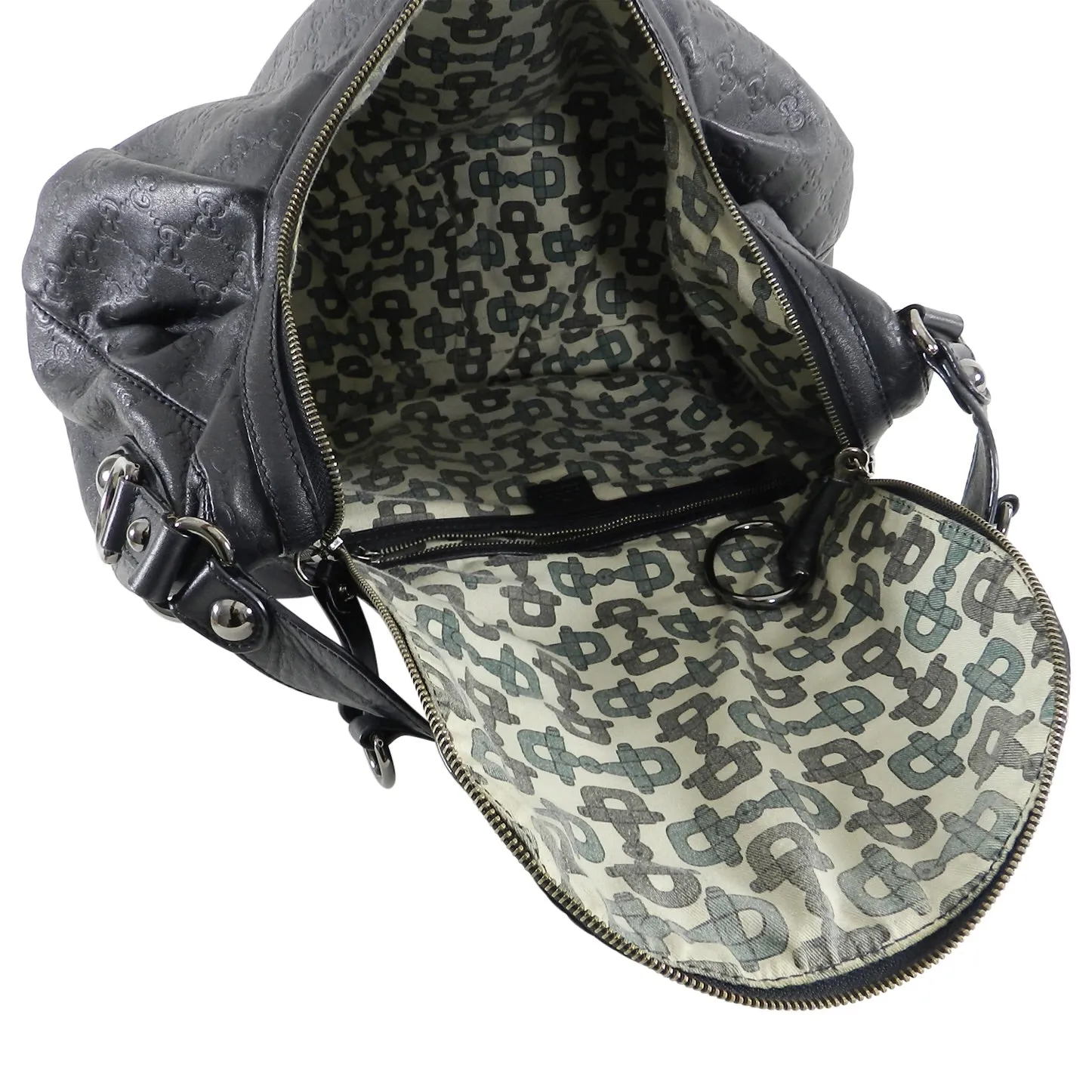 Gucci Black Monogram Leather Guccissima Hobo Bag