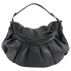 Gucci Black Monogram Leather Guccissima Hobo Bag