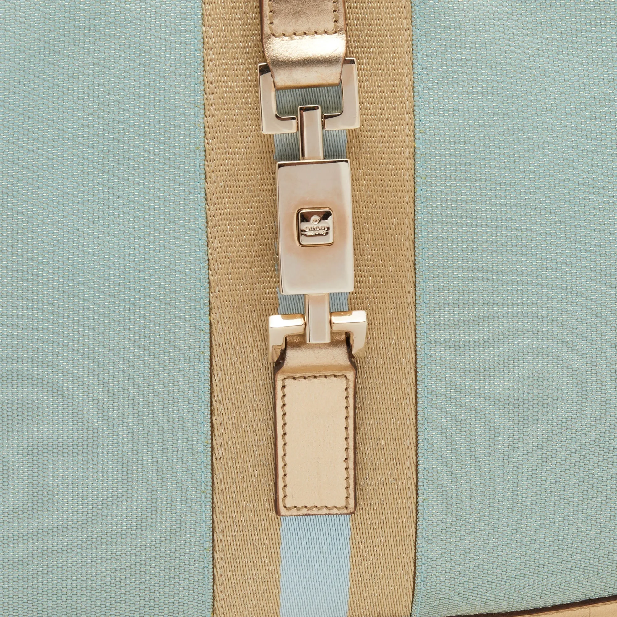 Gucci Blue/Gold Canvas and Leather Jackie O Hobo