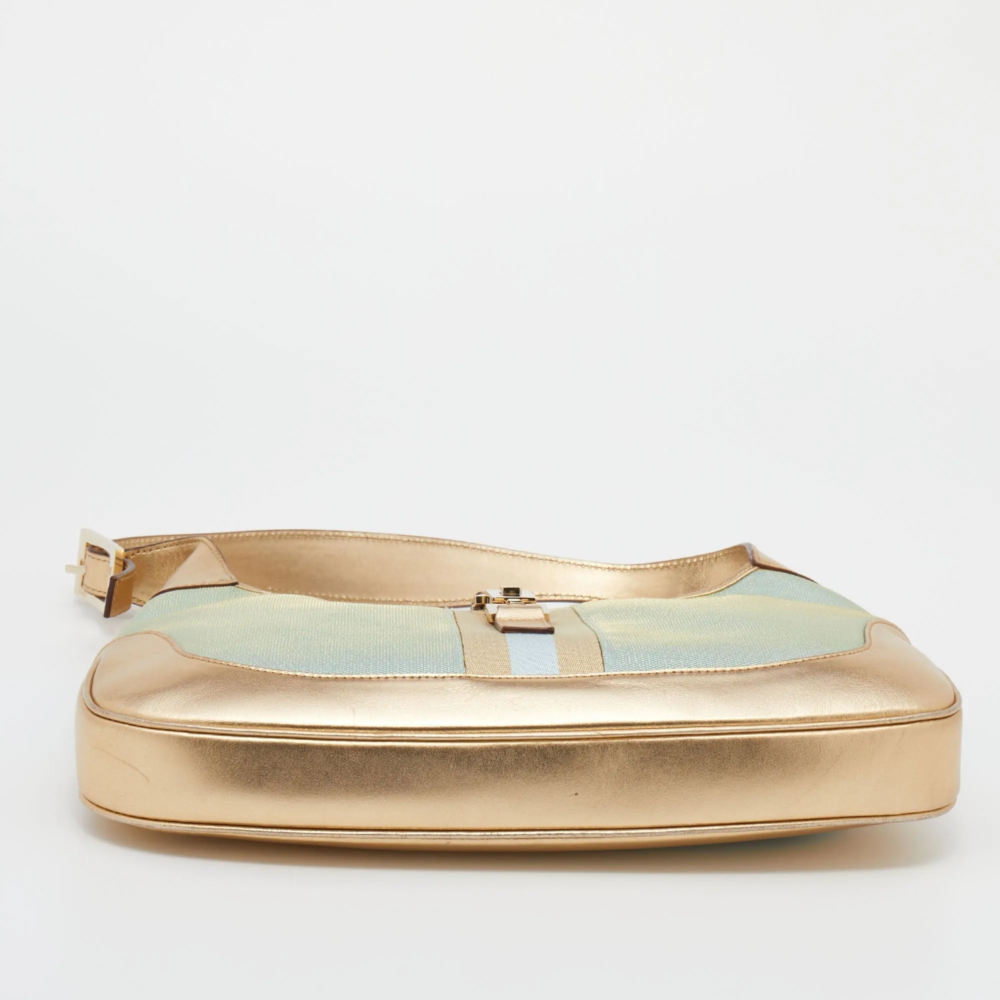 Gucci Blue/Gold Canvas and Leather Jackie O Hobo