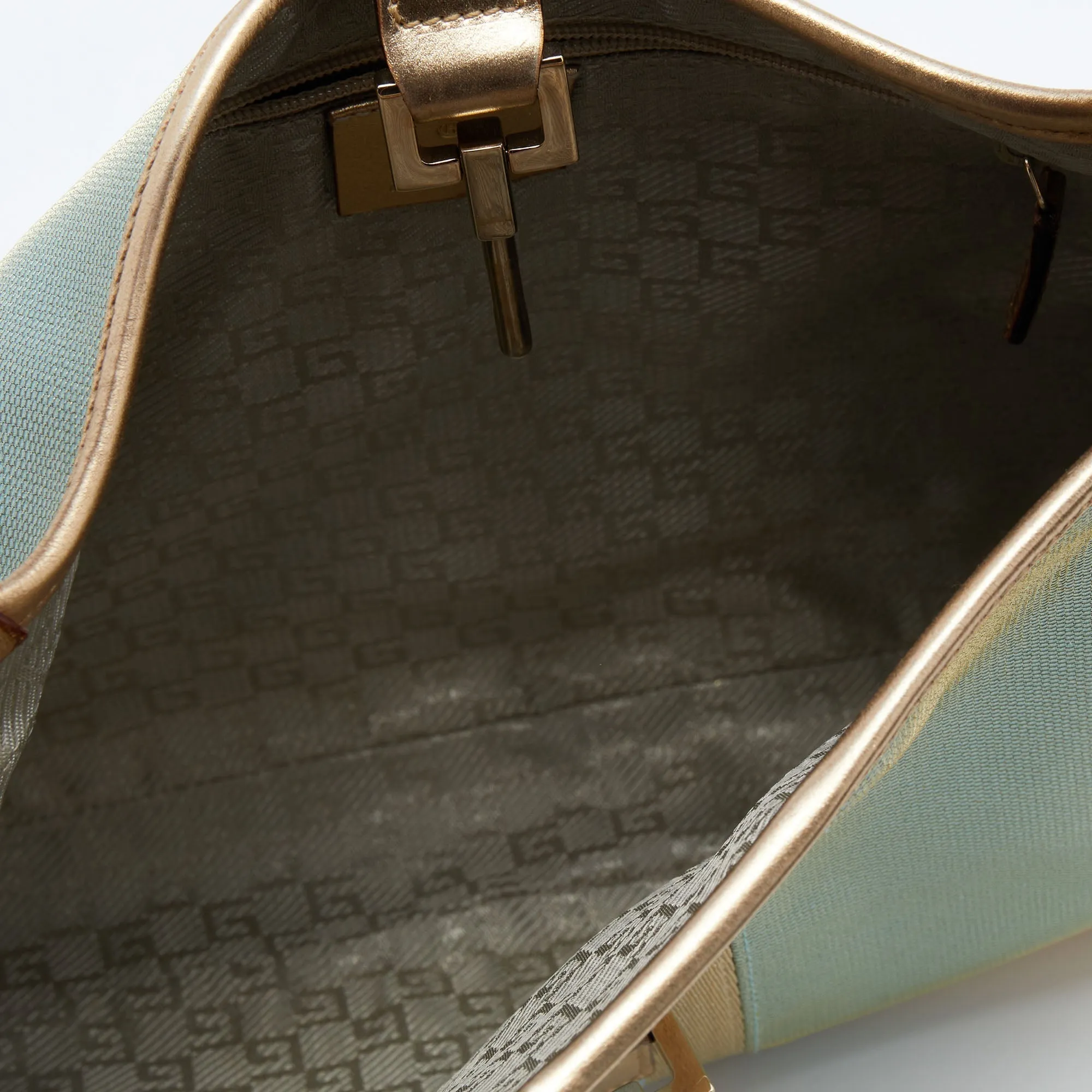 Gucci Blue/Gold Canvas and Leather Jackie O Hobo