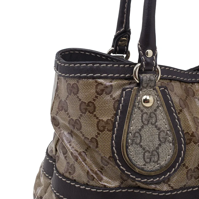 Gucci Brown Coated Canvas Monogram Crytal Mix Tote