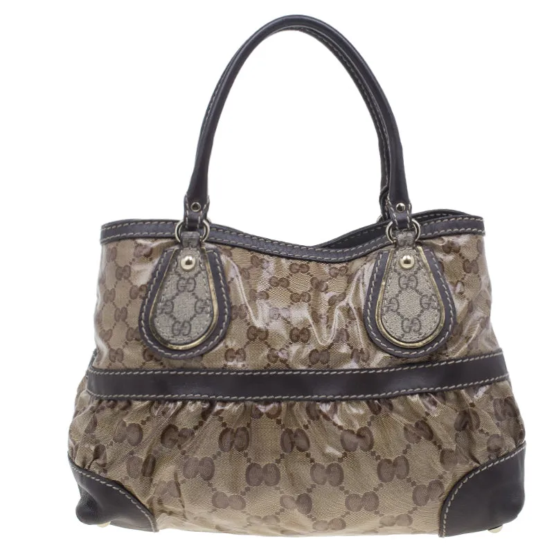 Gucci Brown Coated Canvas Monogram Crytal Mix Tote