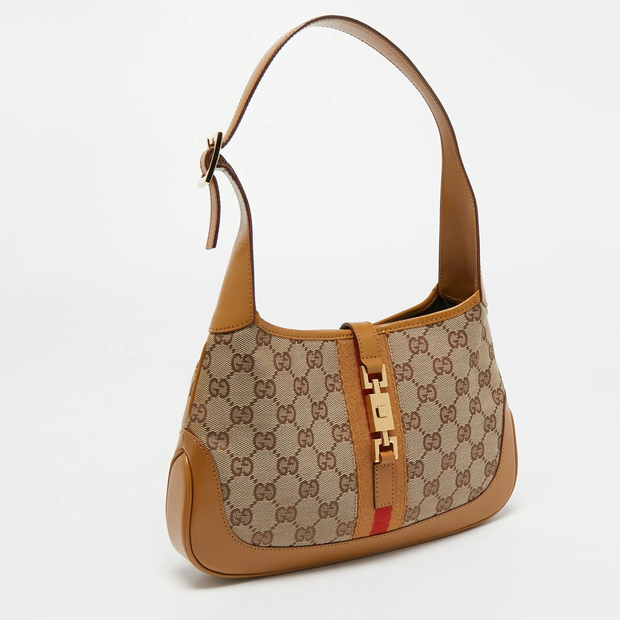 Gucci /brown Gg Canvas And Leather Small Jackie Hobo