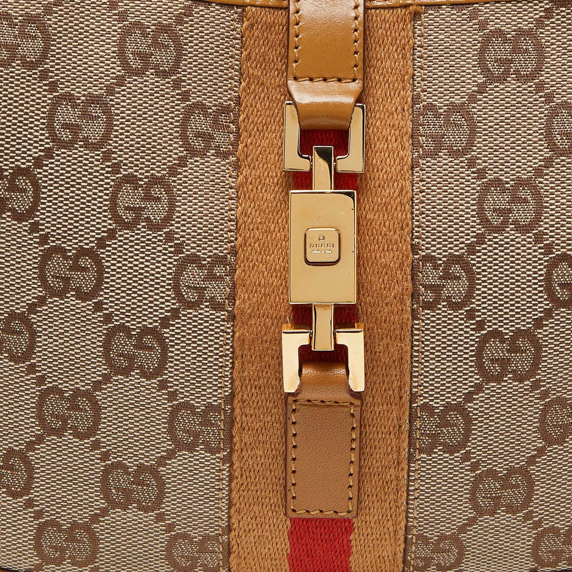 Gucci /brown Gg Canvas And Leather Small Jackie Hobo