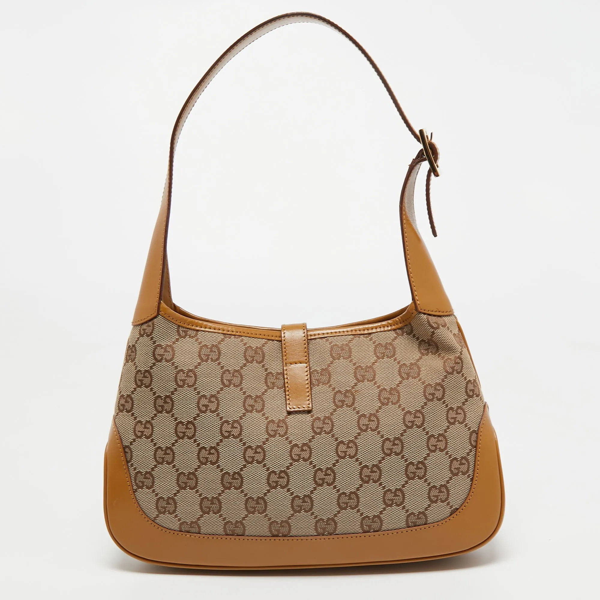Gucci /brown Gg Canvas And Leather Small Jackie Hobo