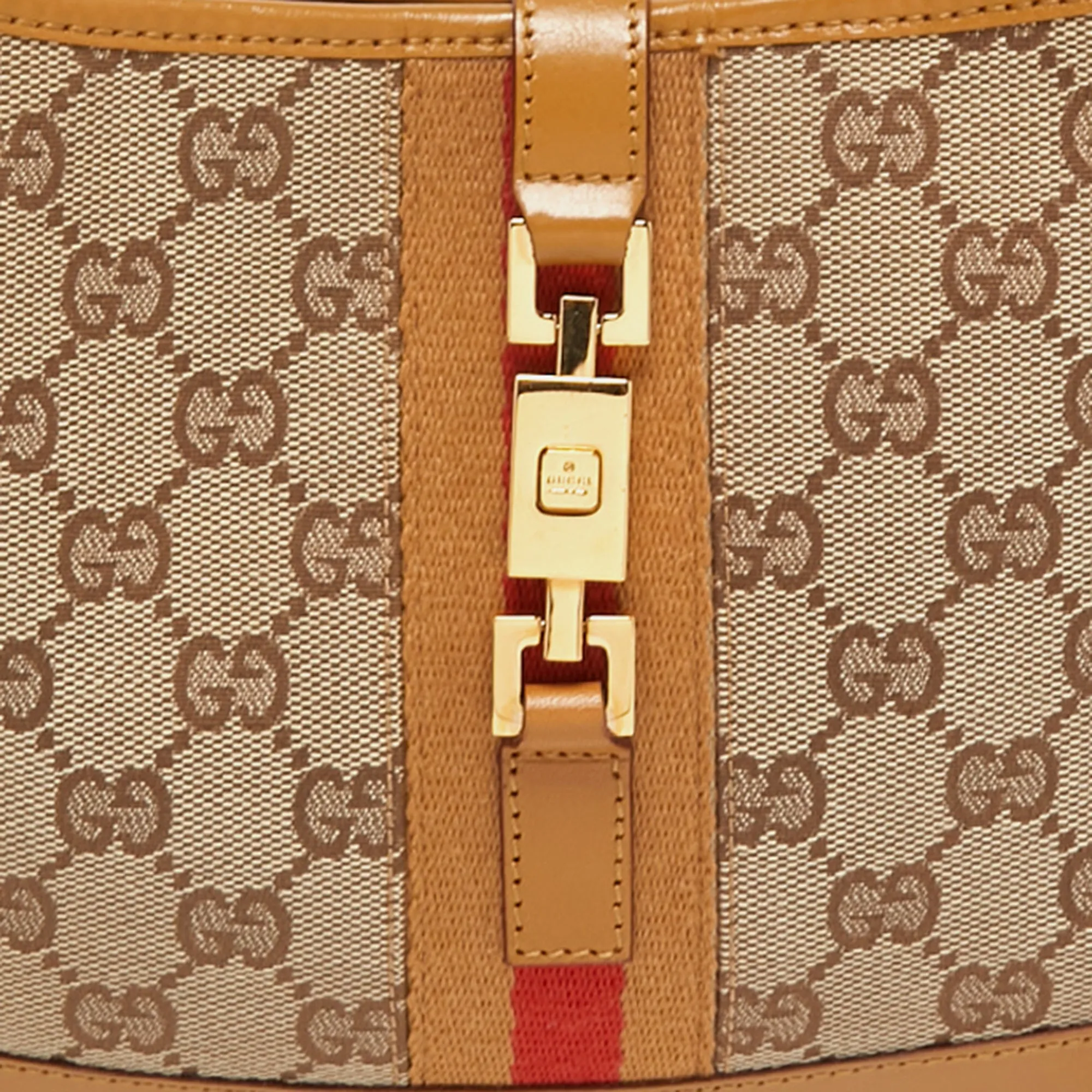 Gucci /brown Gg Canvas And Leather Small Jackie Hobo