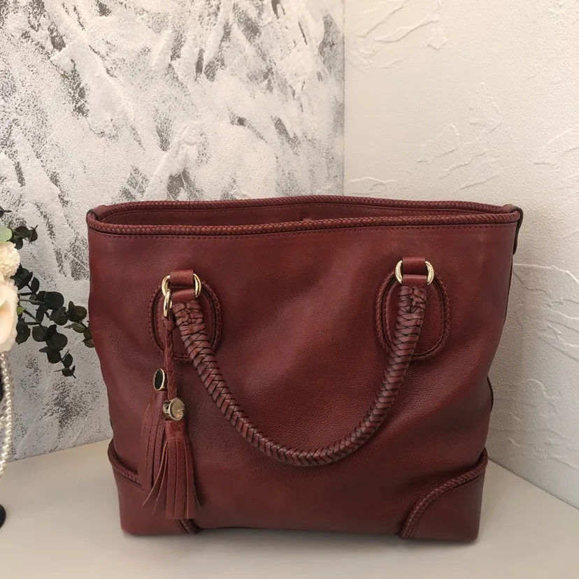 Gucci Brown Leather Preloved Tote Bag