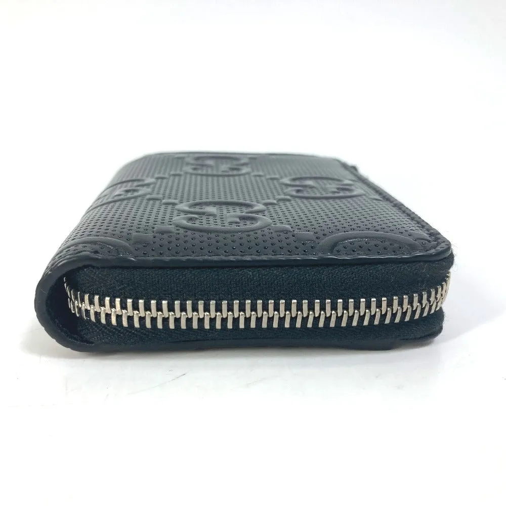 GUCCI Coin case 657571 leather black GG emboss L-shaped fastener mens Secondhand