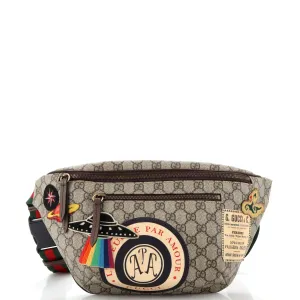 GUCCI Courrier Zip Belt Bag GG Coated Canvas with Applique