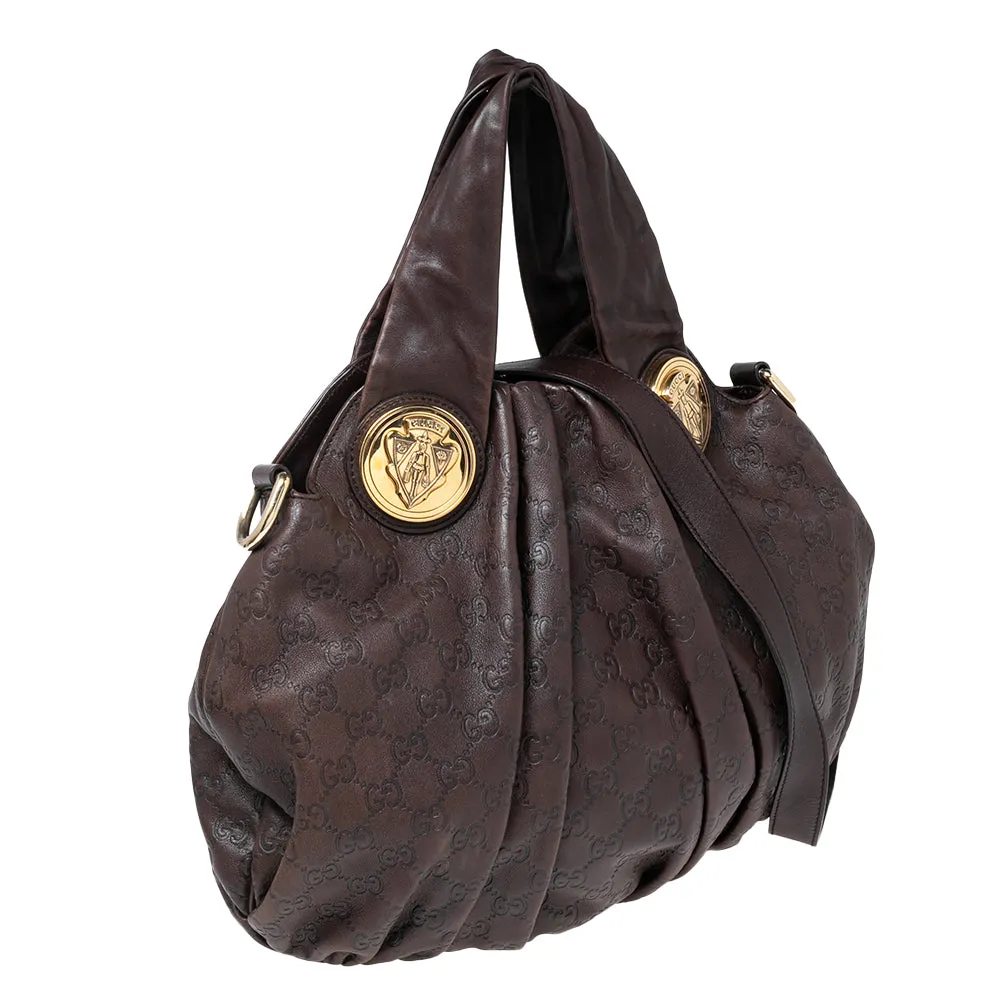 Gucci Dark Brown Leather Large Hysteria Hobo