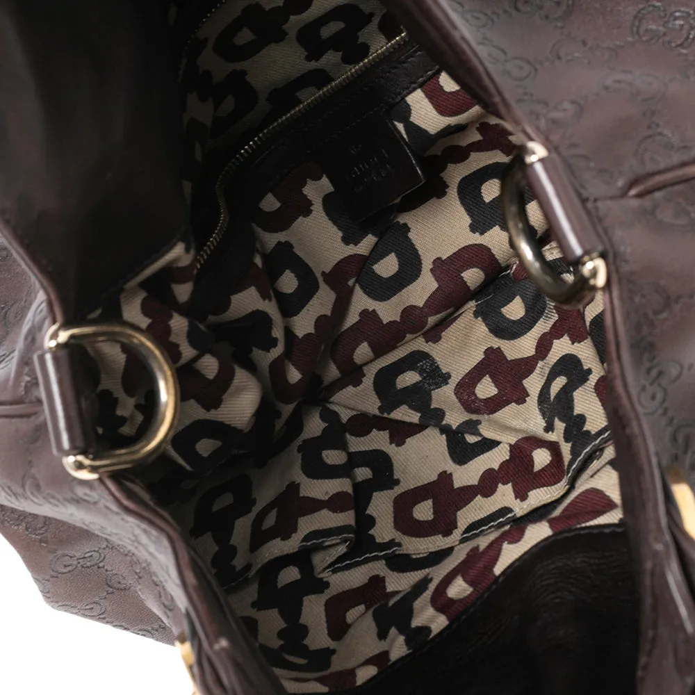 Gucci Dark Brown Leather Large Hysteria Hobo