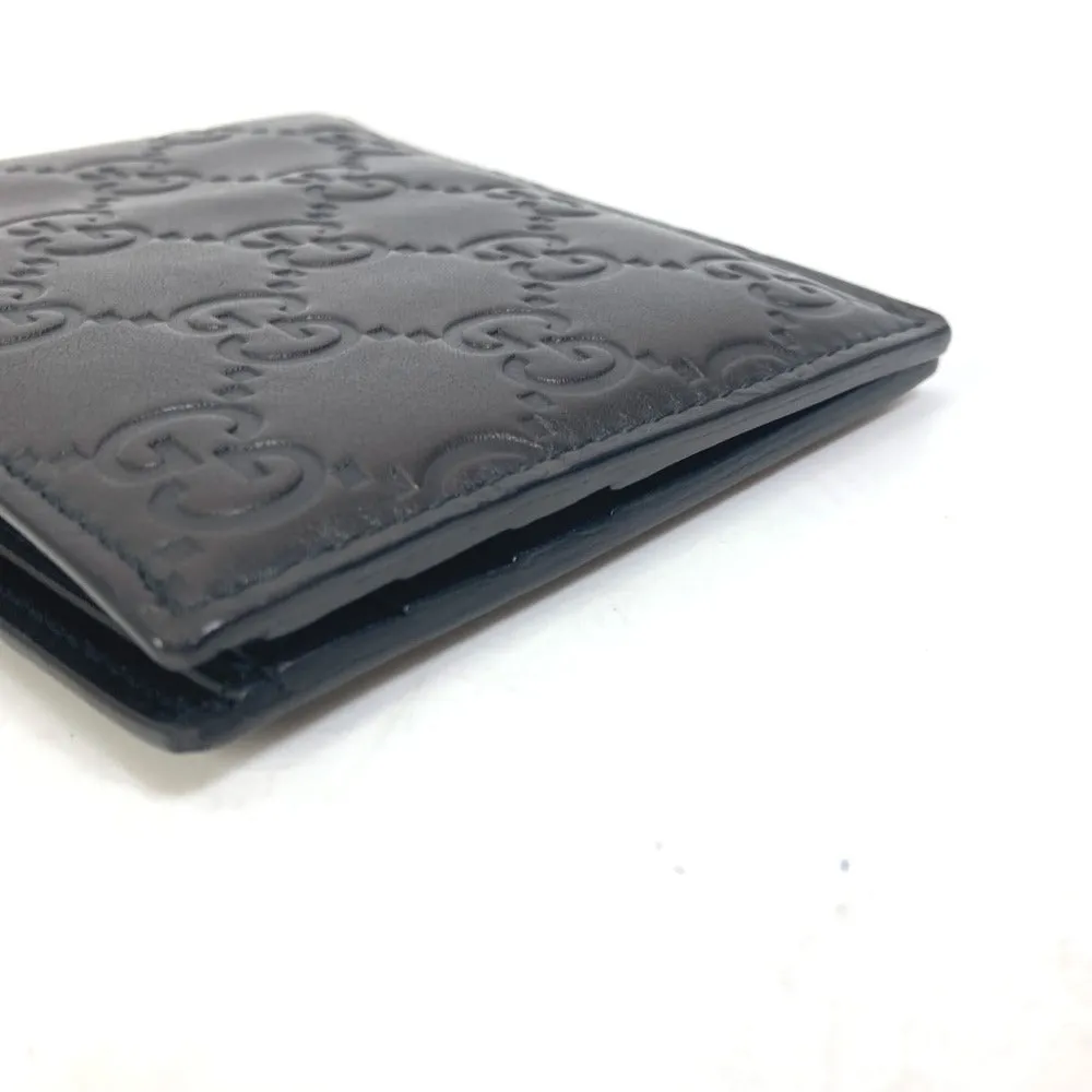 GUCCI Folded wallet 145754 Sima leather Black type Compact wallet GG Guccisima mens Used