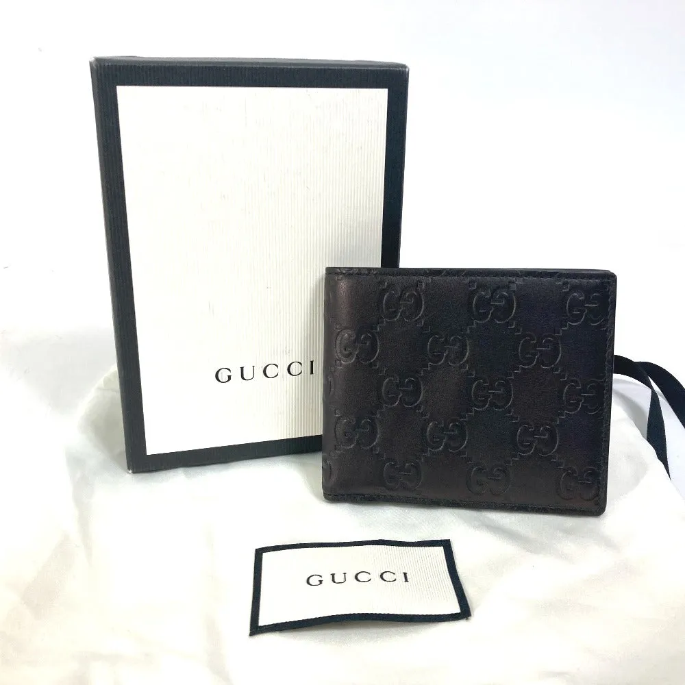 GUCCI Folded wallet 145754 Sima leather Black type Compact wallet GG Guccisima mens Used