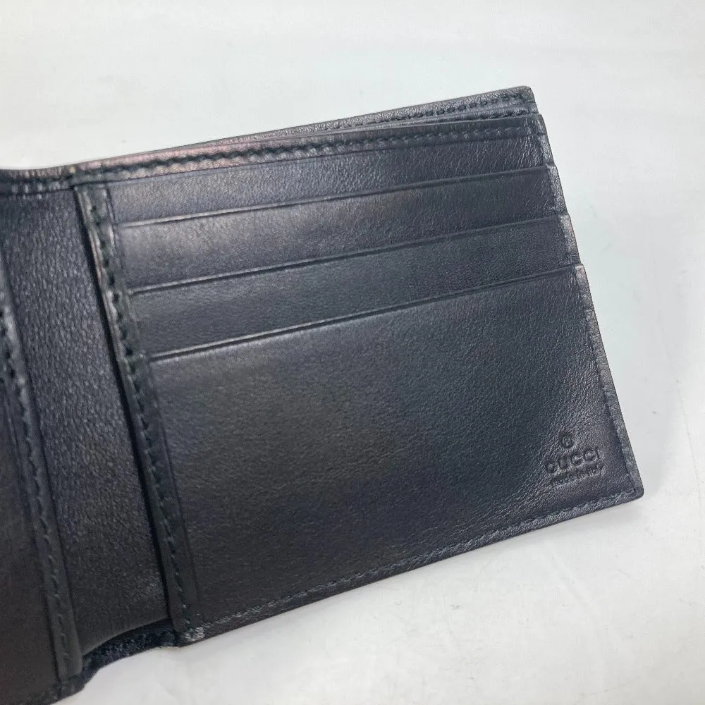 GUCCI Folded wallet 145754 Sima leather Black type Compact wallet GG Guccisima mens Used