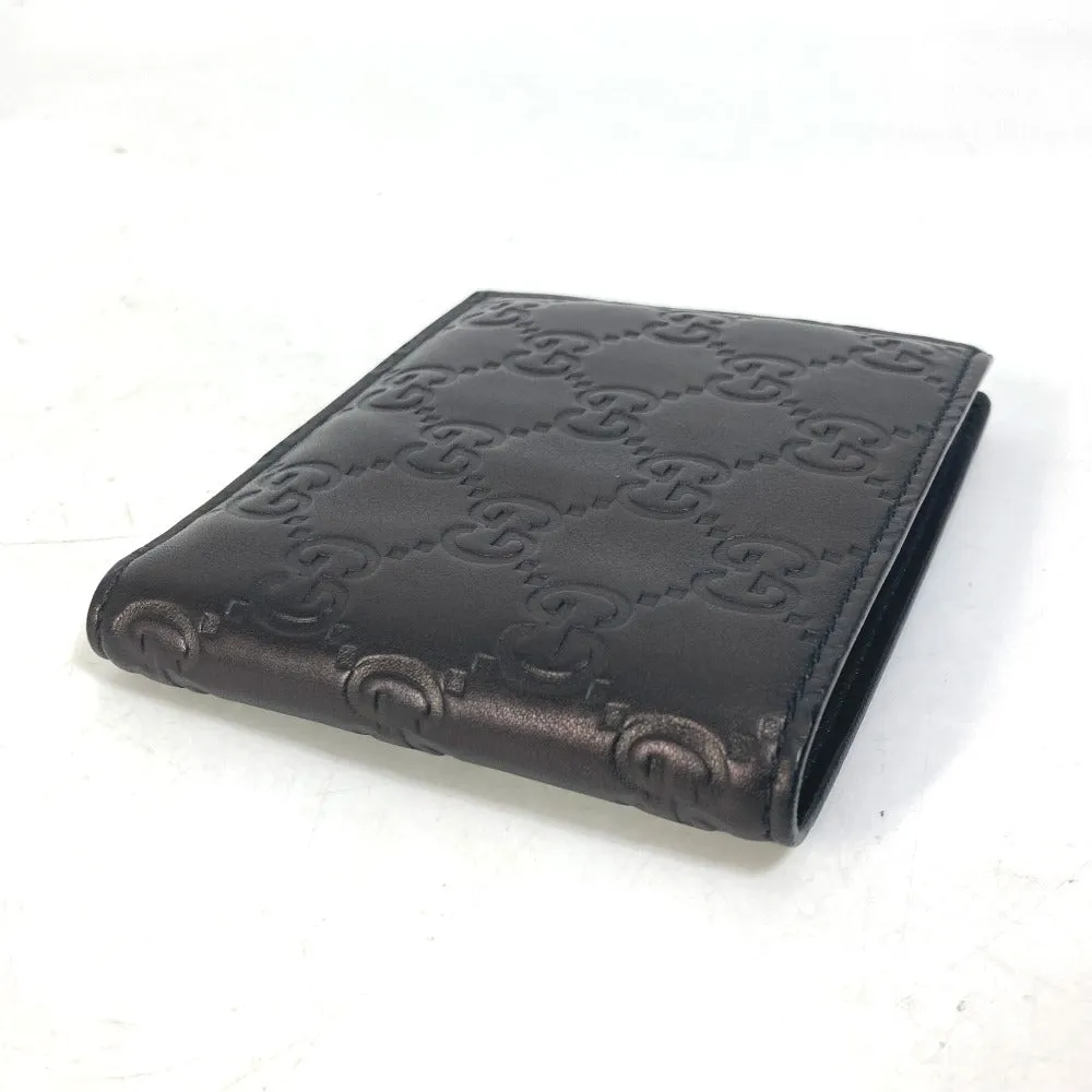 GUCCI Folded wallet 145754 Sima leather Black type Compact wallet GG Guccisima mens Used