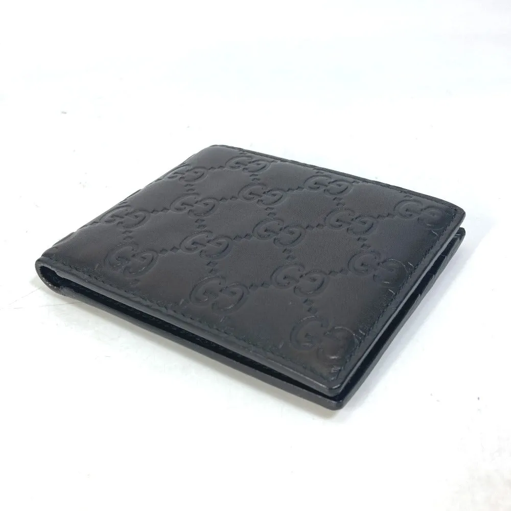 GUCCI Folded wallet 145754 Sima leather Black type Compact wallet GG Guccisima mens Used