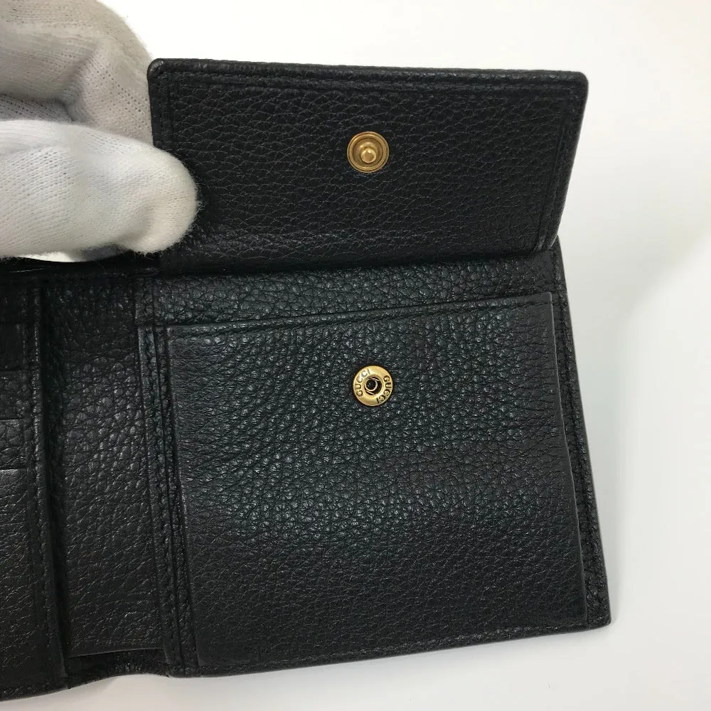 GUCCI Folded wallet 496316 leather black Vintage logo print mens Used