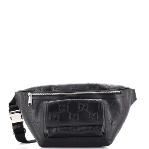 GUCCI Front Pocket Belt Bag GG Embossed Perforated Leather