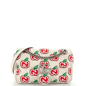 GUCCI GG Marmont Flap Bag Printed Diagonal Quilted Leather Small