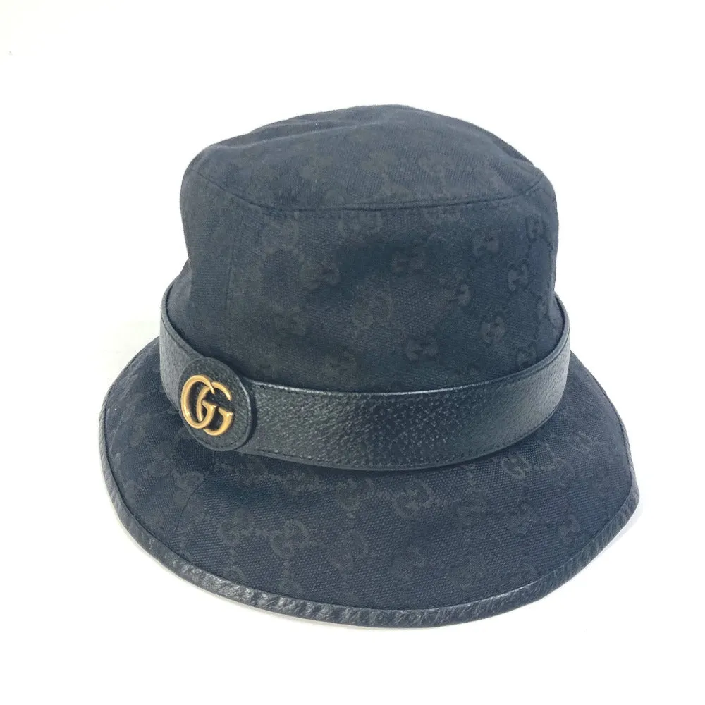 GUCCI hat 576587 GG canvas black GG Bucket hat mens M Secondhand