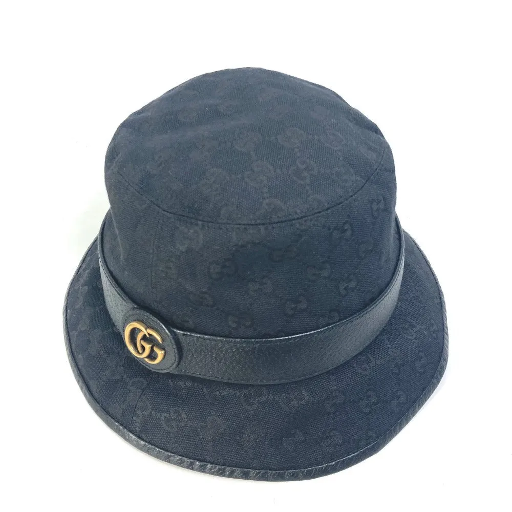 GUCCI hat 576587 GG canvas black GG Bucket hat mens M Secondhand