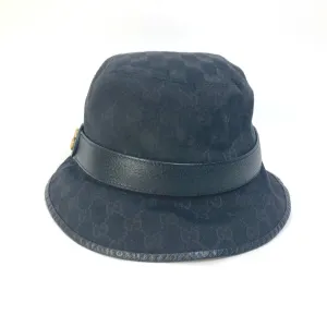 GUCCI hat 576587 GG canvas black GG Bucket hat mens M Secondhand
