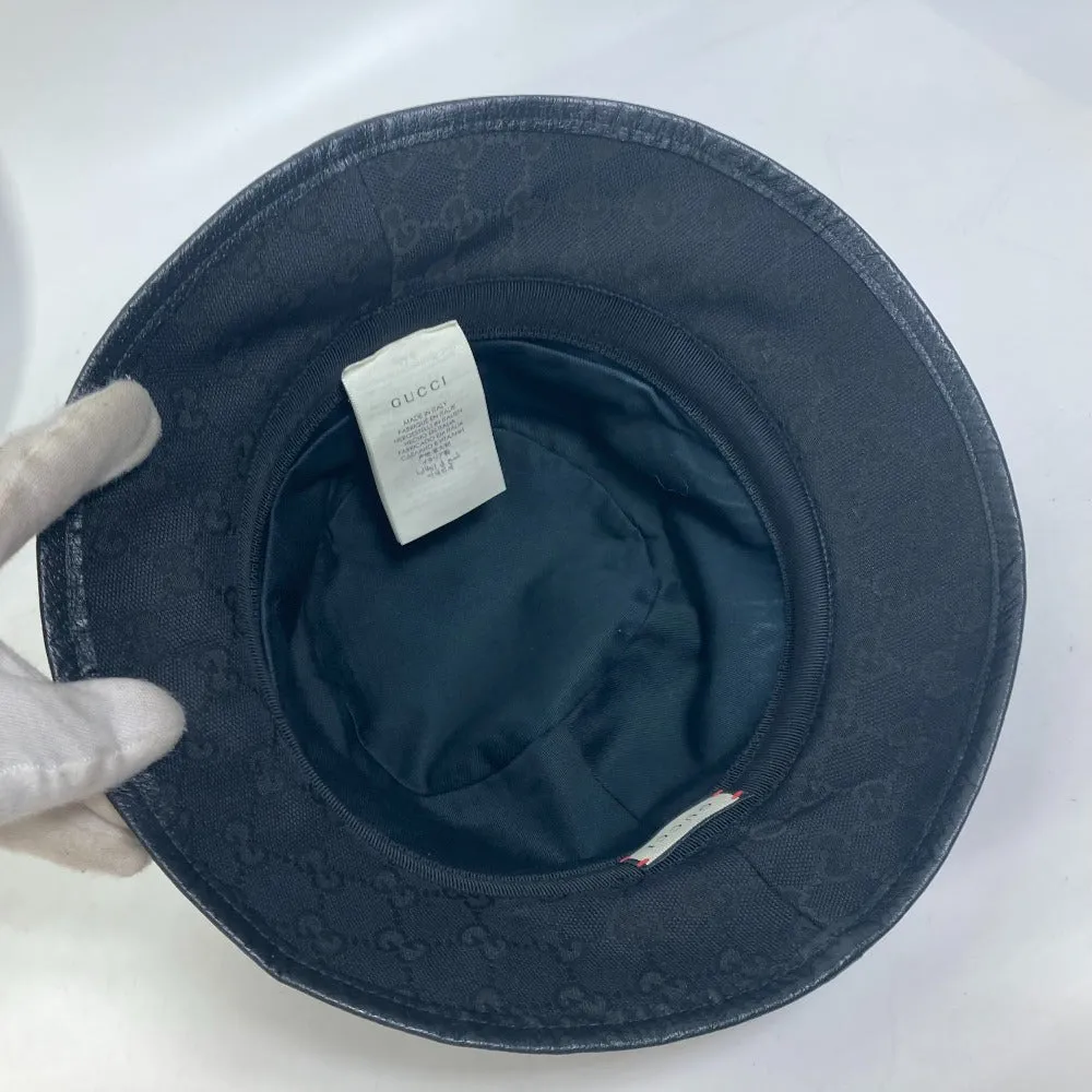 GUCCI hat 576587 GG canvas black GG Bucket hat mens M Secondhand