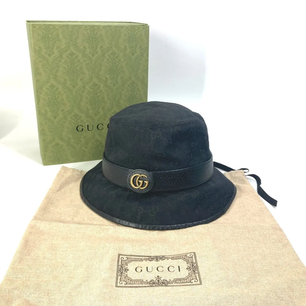 GUCCI hat 576587 GG canvas black GG Bucket hat mens M Secondhand