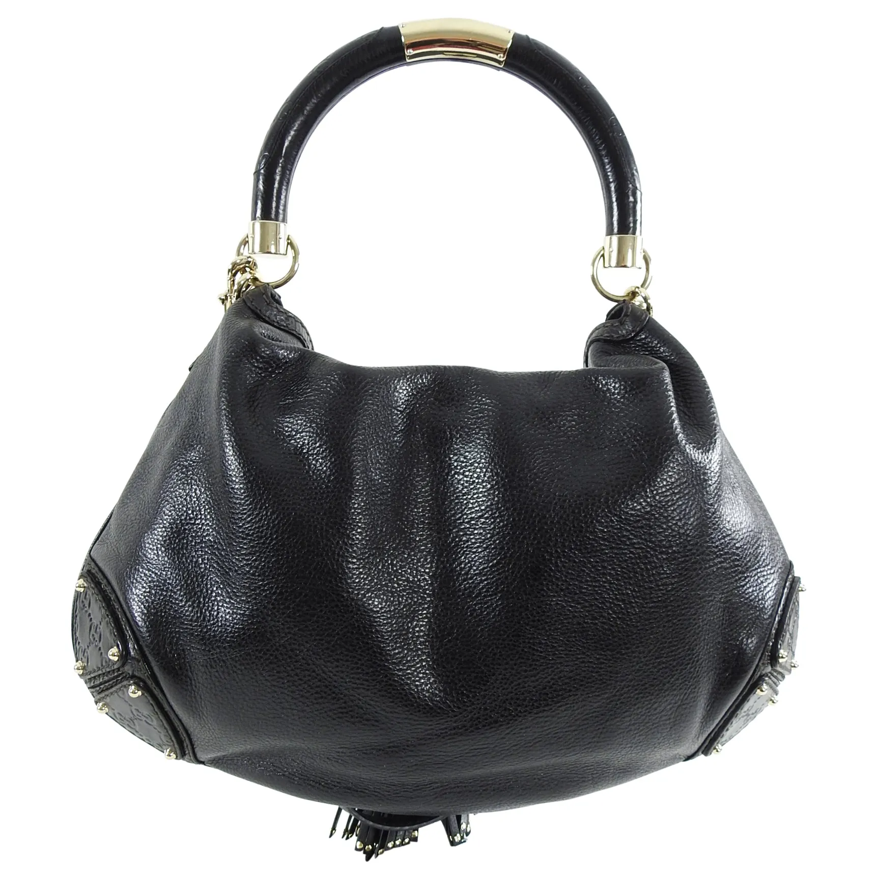 Gucci Indy Hobo Black Leather Large Tassel Bag